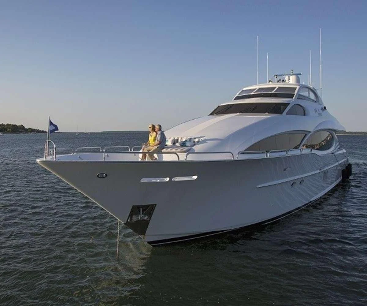 a white yacht on the water aboard CENTER RING Yacht for Sale