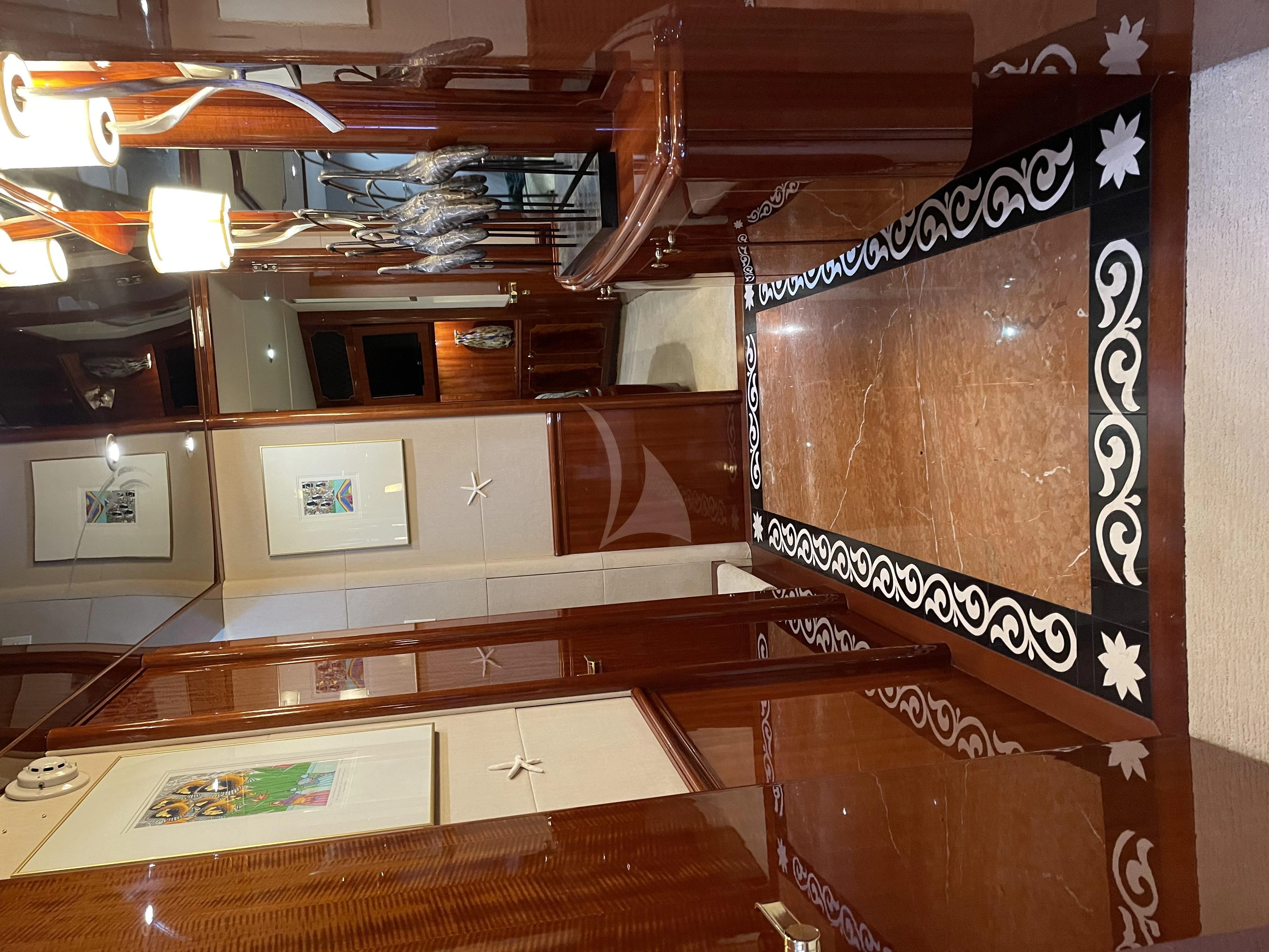 a sign in a store aboard CENTER RING Yacht for Sale