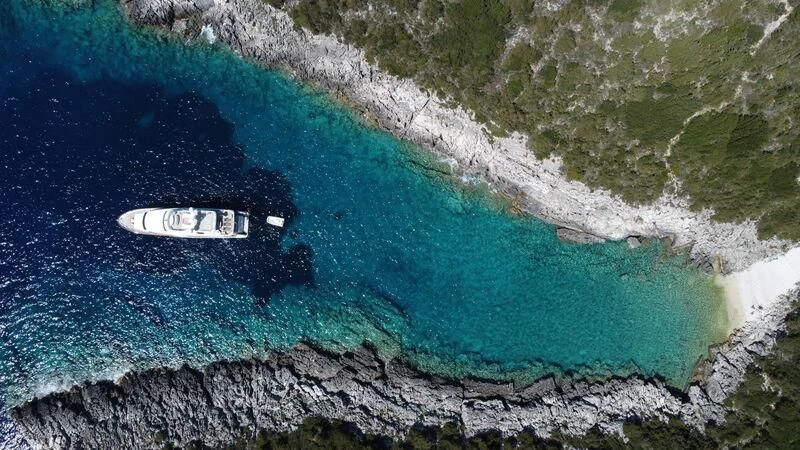 aerial view of a beach aboard MIAMAA Yacht for Sale