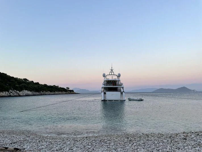 a boat in the water aboard MIAMAA Yacht for Sale