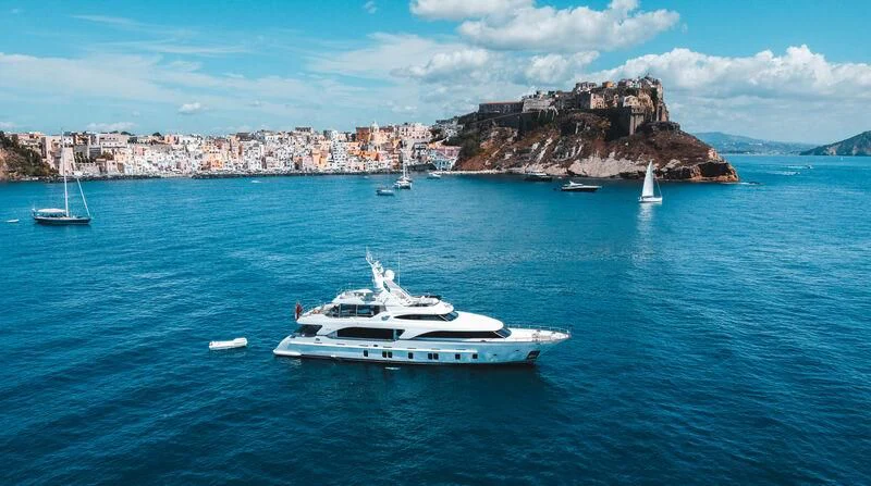 a boat in the water aboard MIAMAA Yacht for Sale