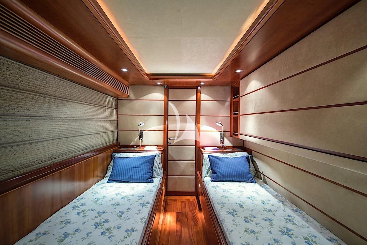 a room with bunk beds aboard ANNE MARIE Yacht for Sale