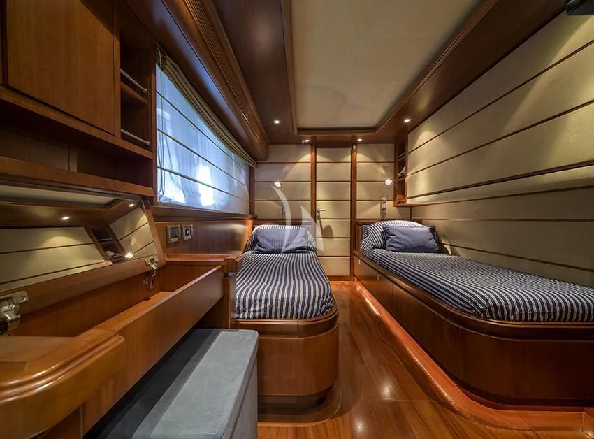 a room with bunk beds aboard ANNE MARIE Yacht for Sale