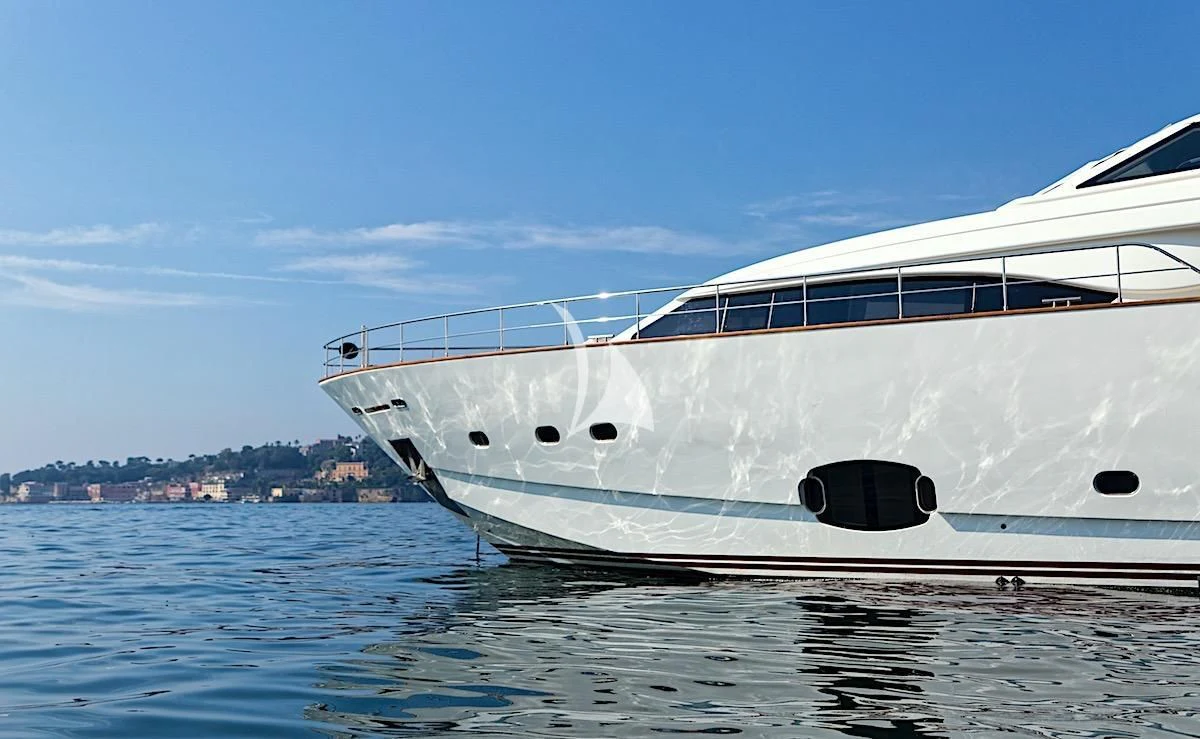 a white yacht on the water aboard ANNE MARIE Yacht for Sale