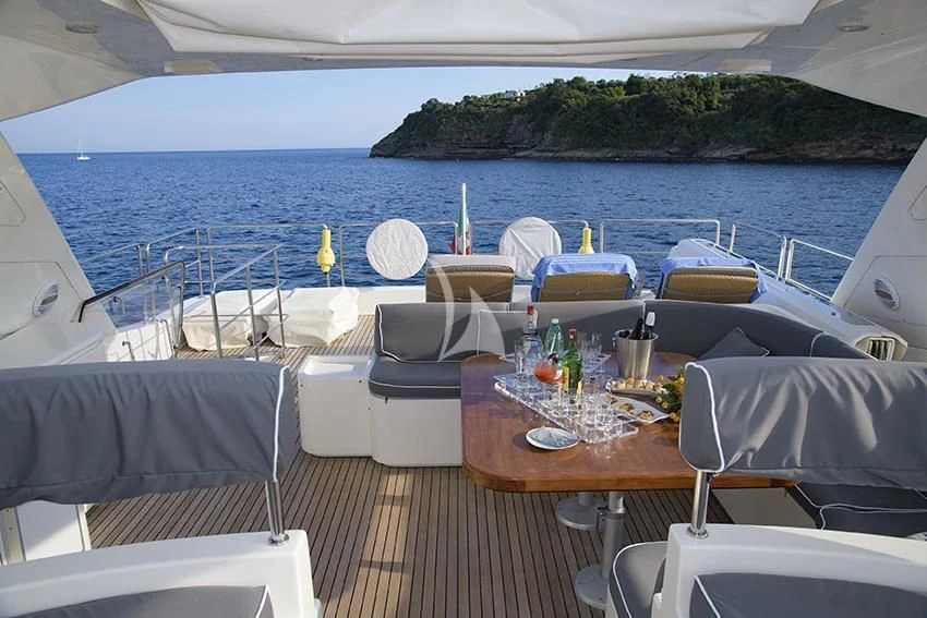a table on a boat aboard ANNE MARIE Yacht for Sale