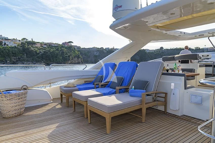 a boat on a deck aboard ANNE MARIE Yacht for Sale