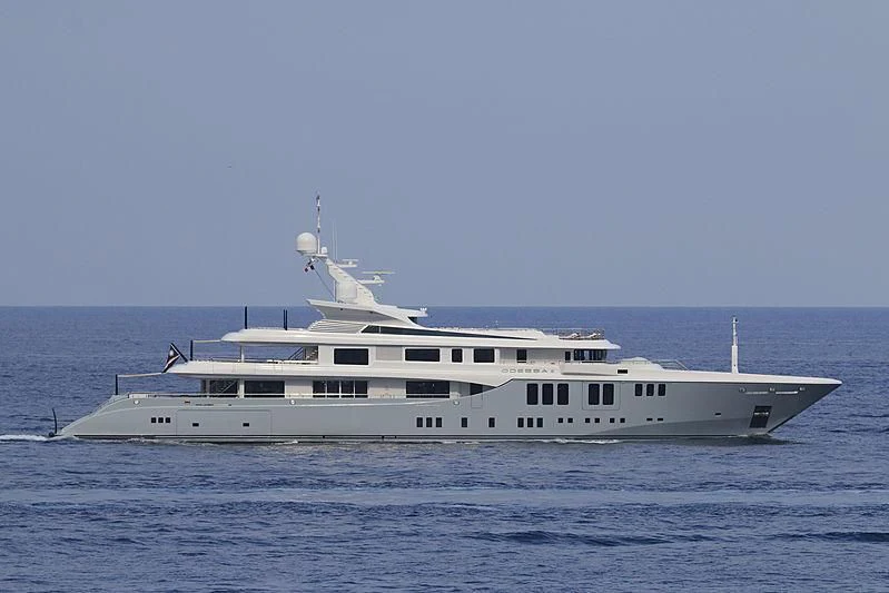 a white yacht in the water aboard ODESSA II Yacht for Sale