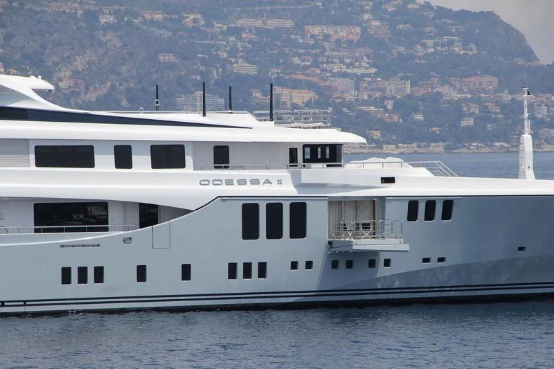 a large white yacht aboard ODESSA II Yacht for Sale