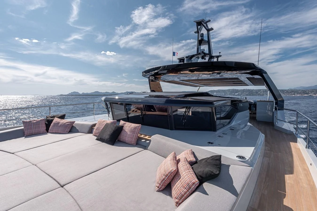 a boat on a deck aboard TUCCINI Yacht for Sale