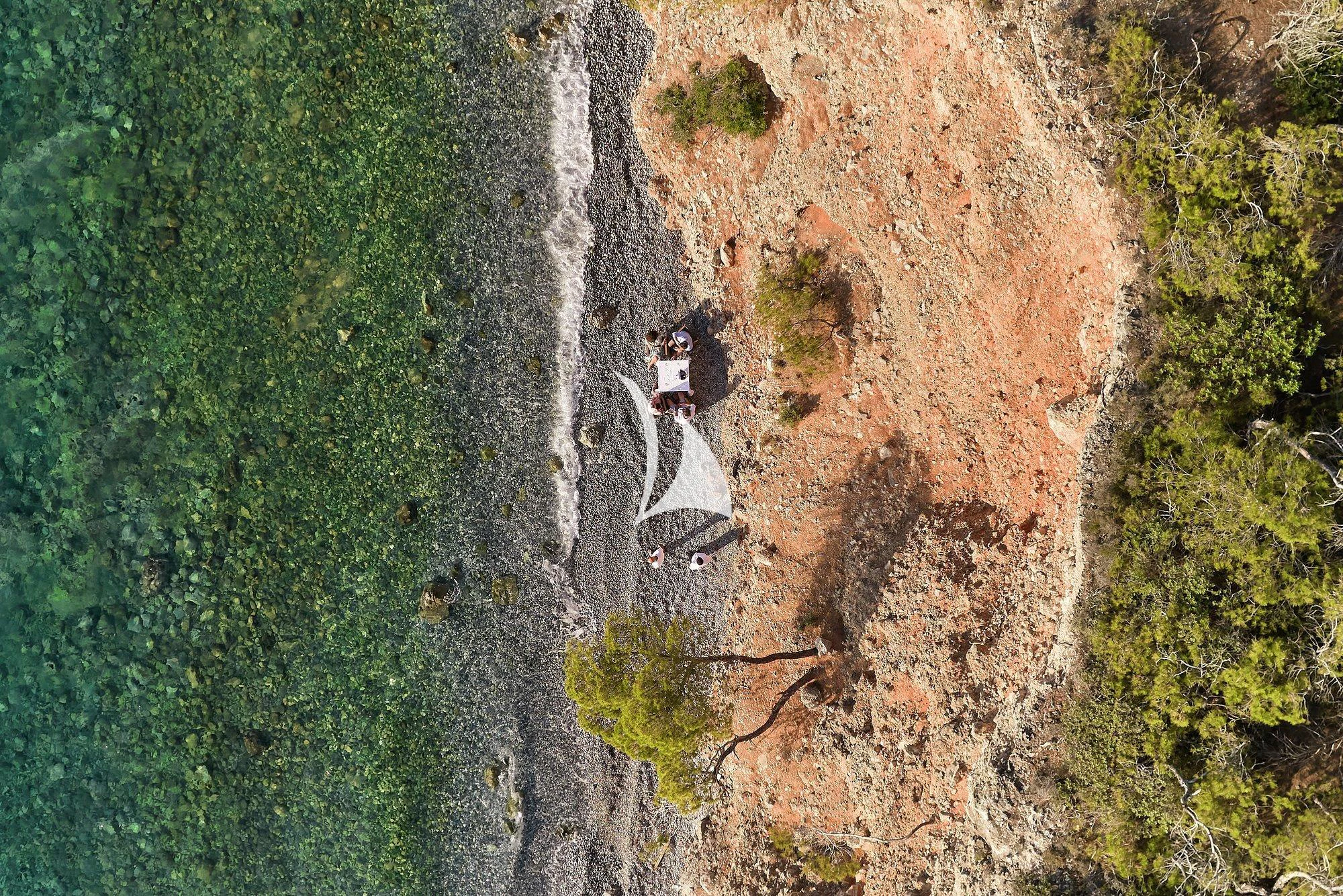 a high angle view of a river aboard APMONIA Yacht for Sale