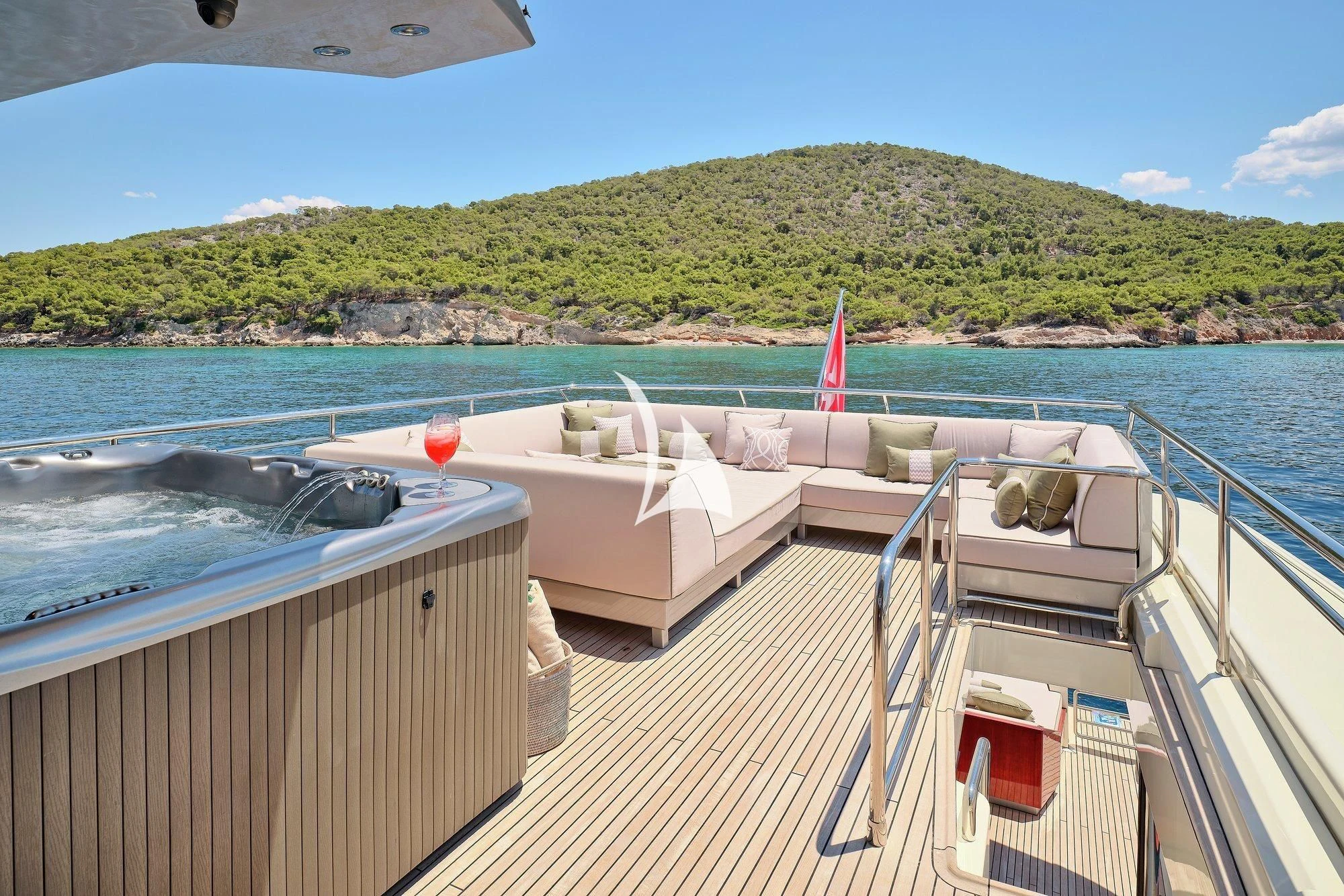 a boat on the water aboard APMONIA Yacht for Sale
