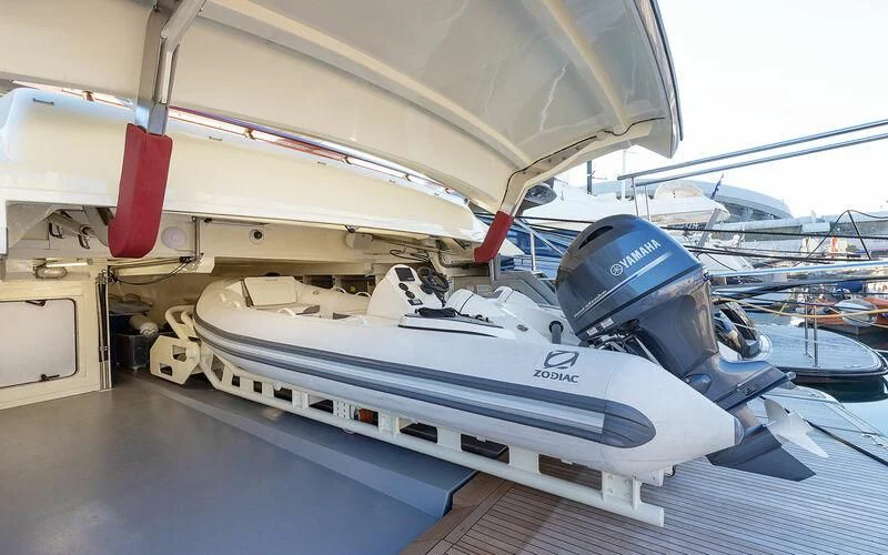 a white machine with a metal cylinder aboard APMONIA Yacht for Sale