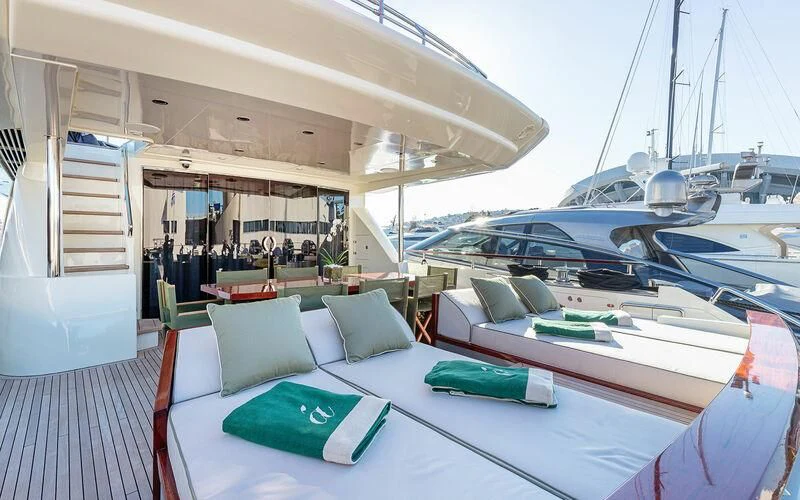 a boat on the water aboard APMONIA Yacht for Sale