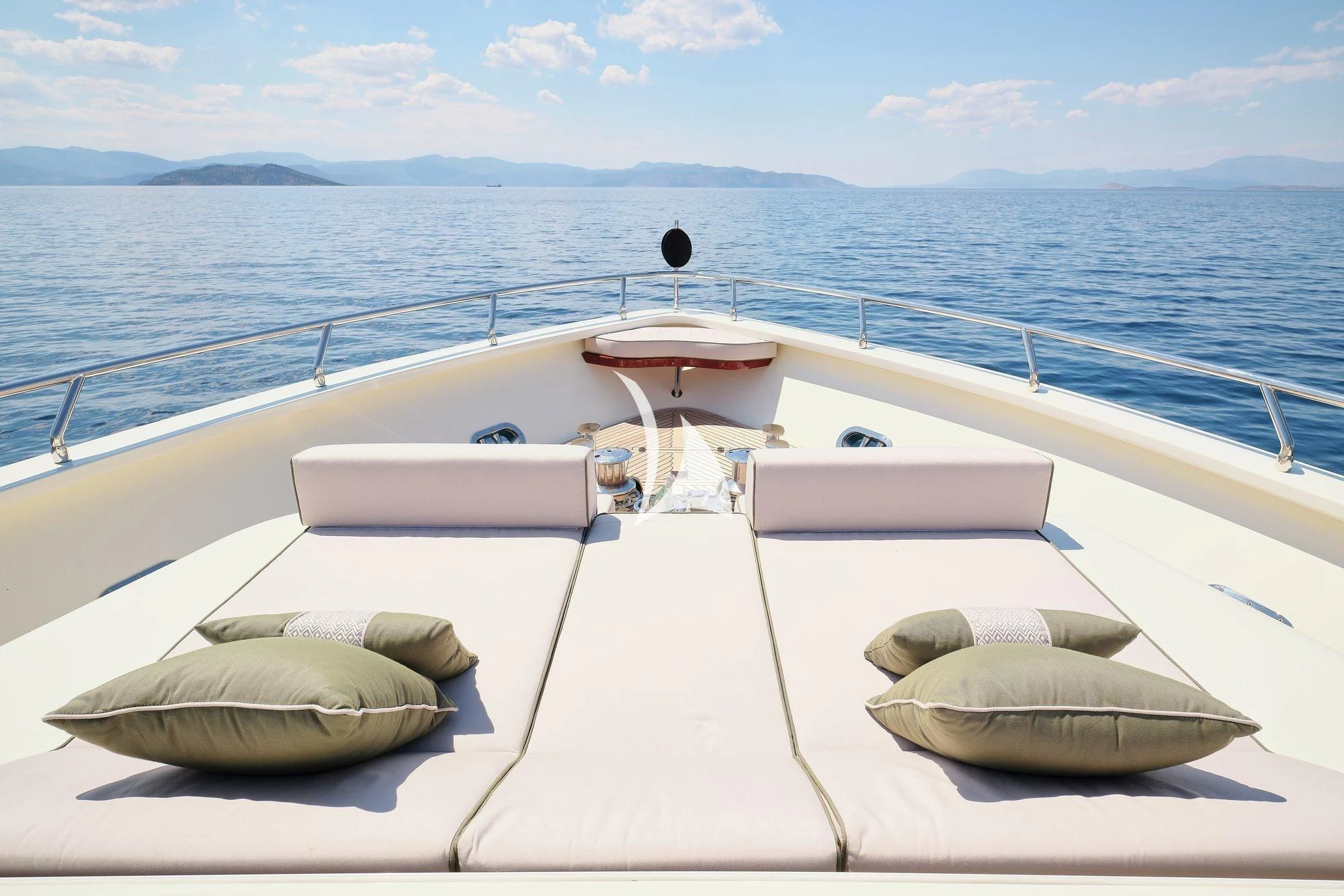 a boat on the water aboard APMONIA Yacht for Sale