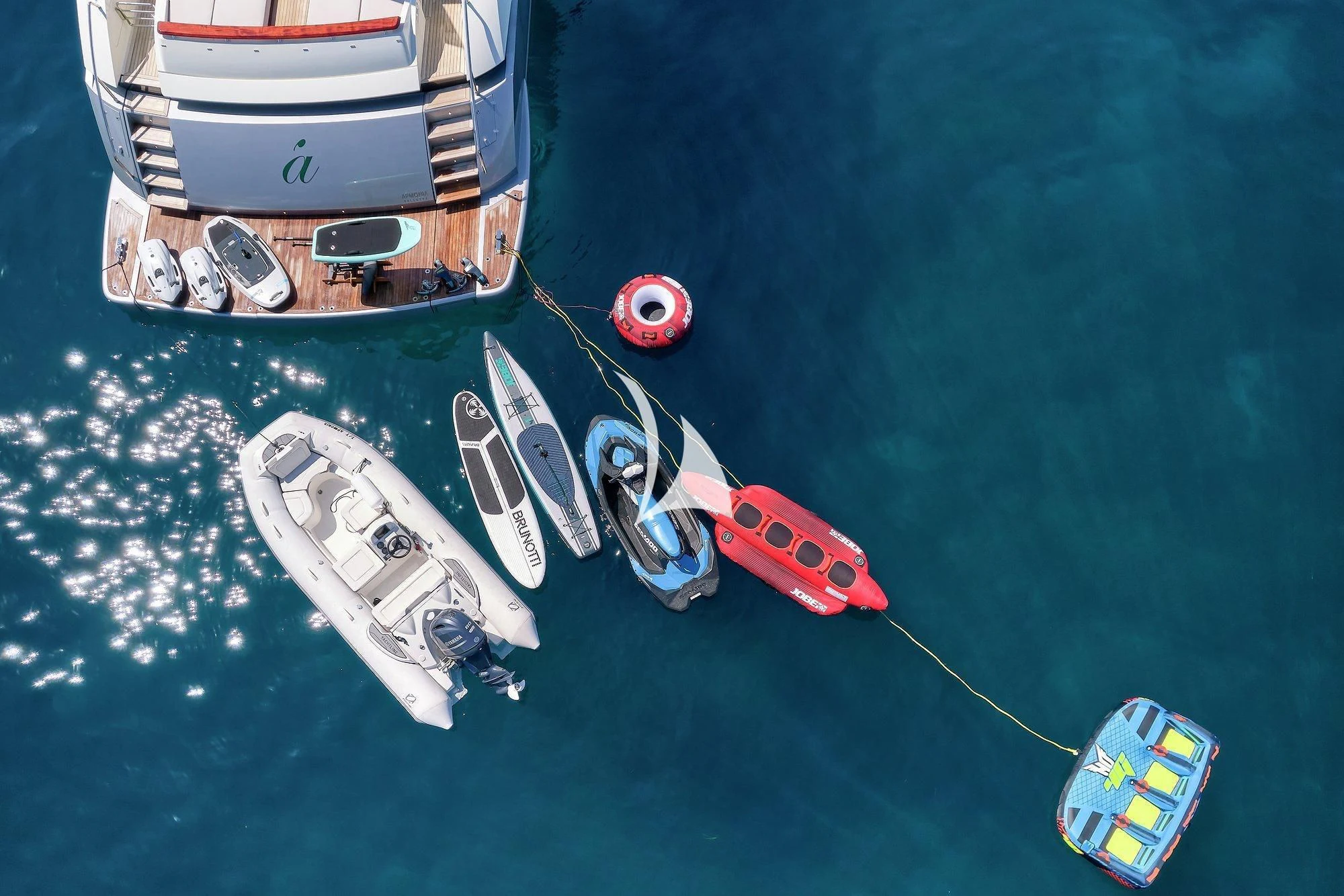 a satellite in space aboard APMONIA Yacht for Sale