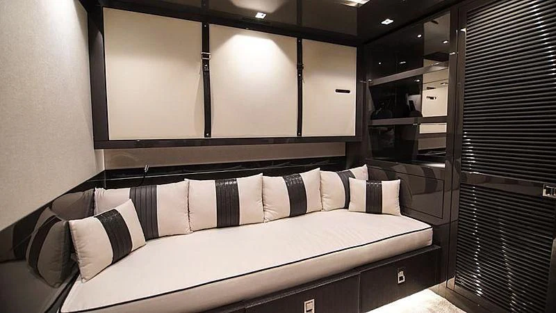 a bed in a room aboard MODUS Yacht for Sale