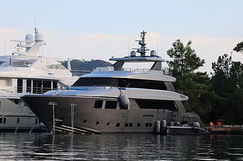 a large boat in the water aboard MODUS Yacht for Sale