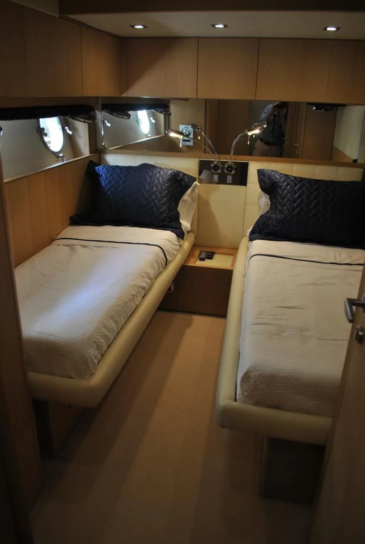 a couple of beds in a room aboard KRYSKAR Yacht for Sale
