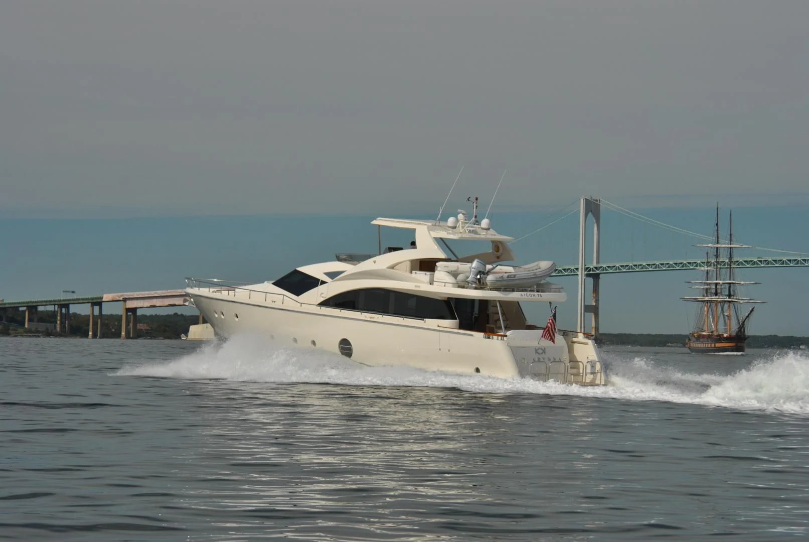a boat is moving through the water aboard KRYSKAR Yacht for Sale