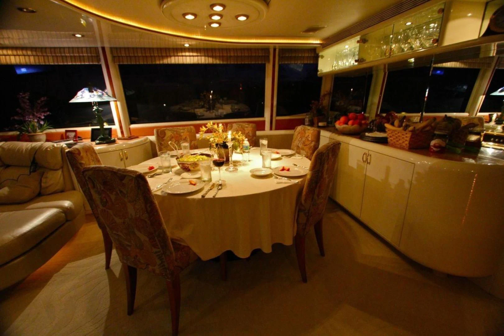 a table set for a meal aboard COMPANIONSHIP Yacht for Sale