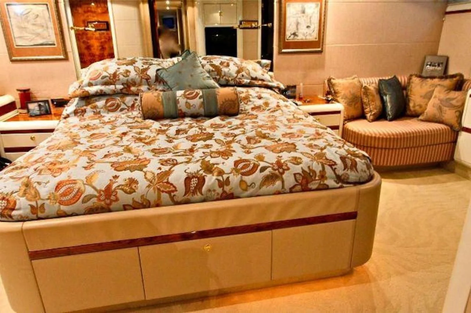 a bed with a pillow on it aboard COMPANIONSHIP Yacht for Sale