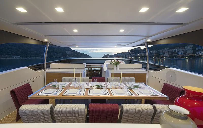 a table set for a meal aboard BELLA ITALIA Yacht for Sale