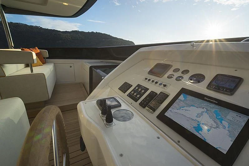 a boat with a map on the front aboard BELLA ITALIA Yacht for Sale