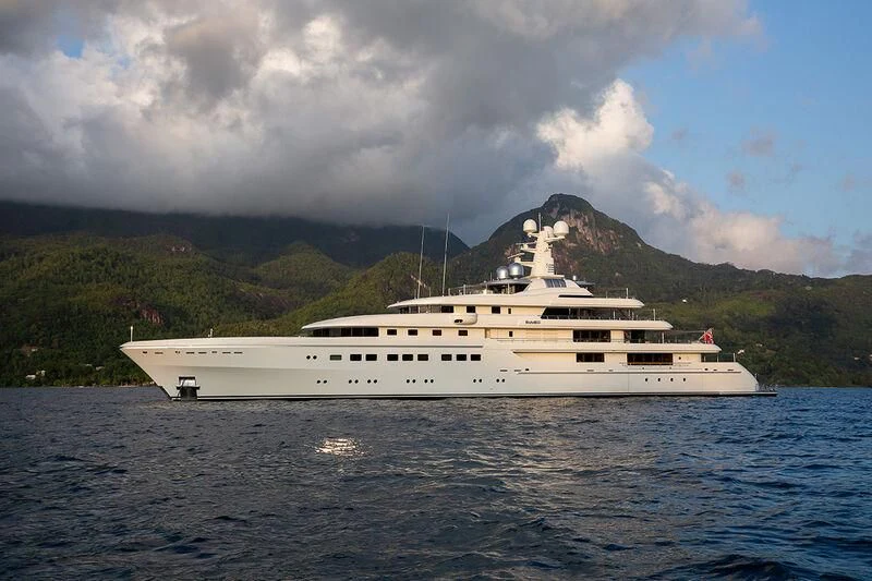 a large white ship in the water aboard ROMEA Yacht for Sale