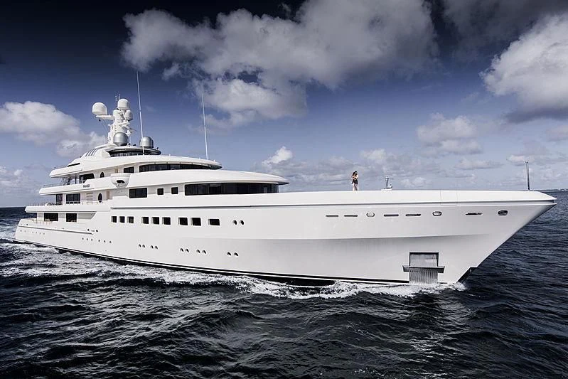 a white yacht in the water aboard ROMEA Yacht for Sale