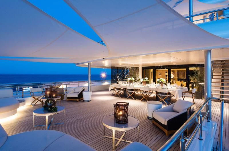 a room with a large open roof aboard ROMEA Yacht for Sale
