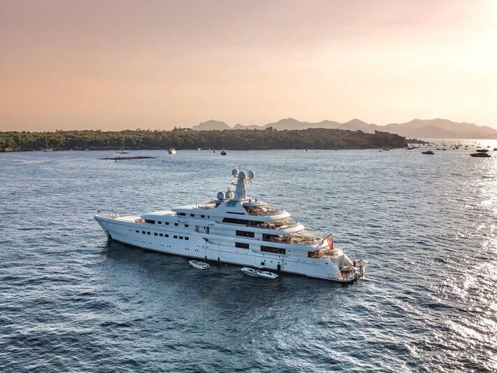 a large white boat in the water aboard ROMEA Yacht for Sale