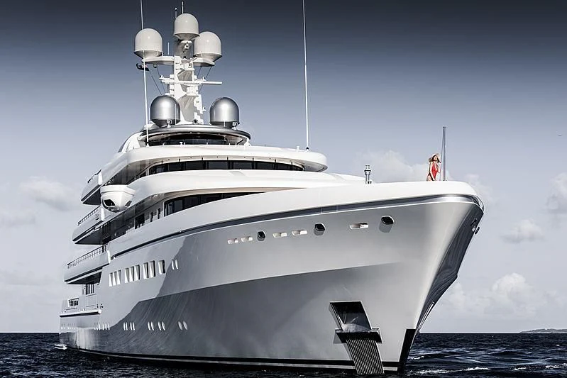 a large white ship aboard ROMEA Yacht for Sale