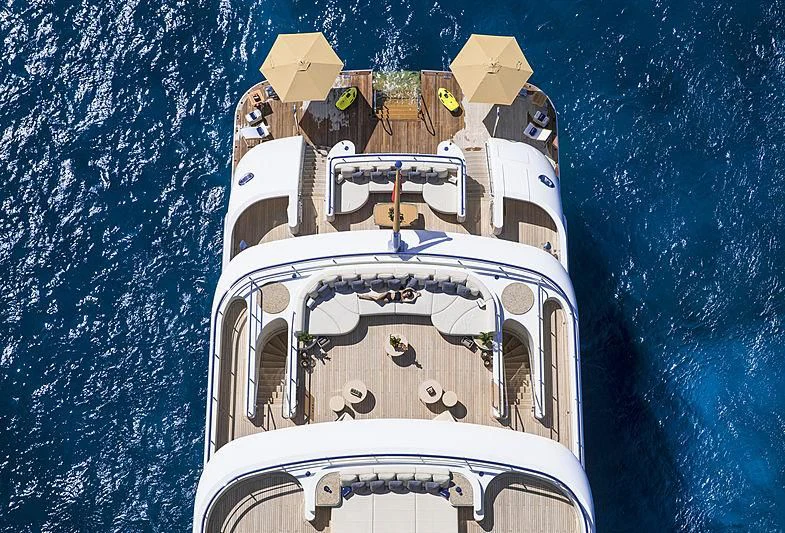 a space shuttle in space aboard ROMEA Yacht for Sale