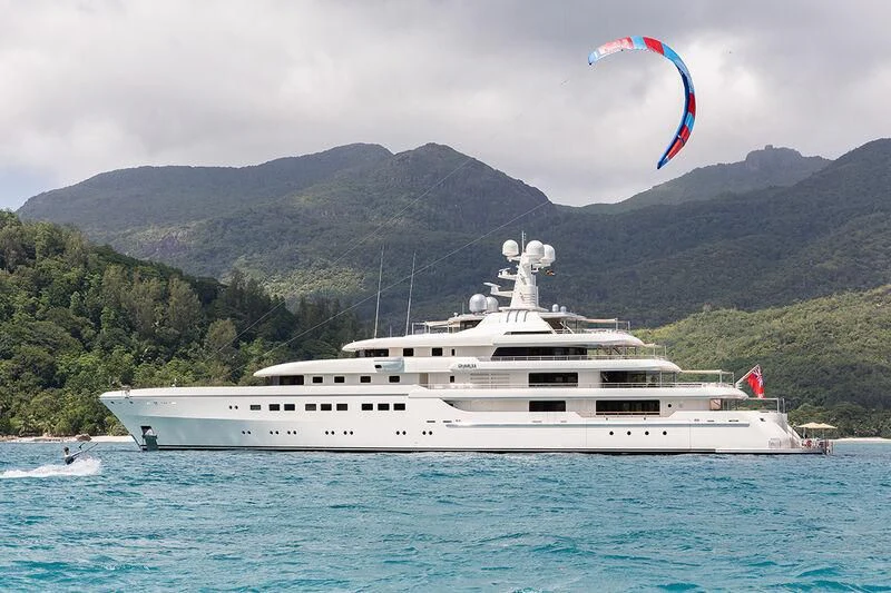 a large white boat in the water aboard ROMEA Yacht for Sale