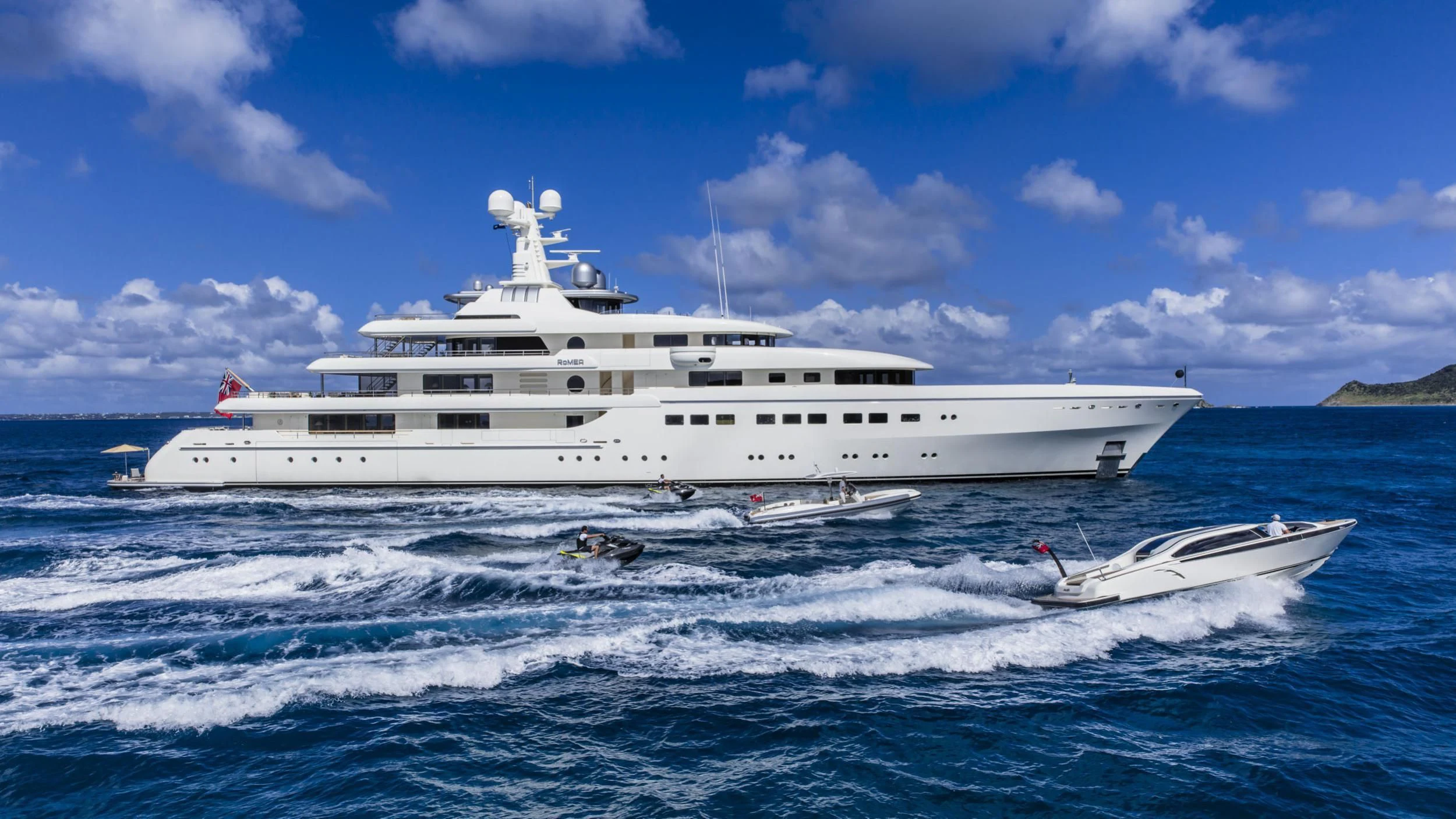 a white yacht in the water aboard ROMEA Yacht for Sale