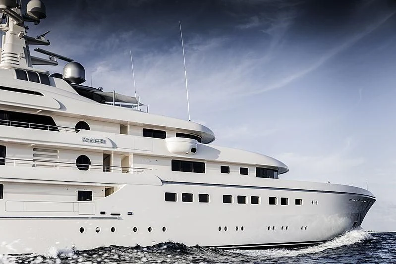 a large white ship aboard ROMEA Yacht for Sale