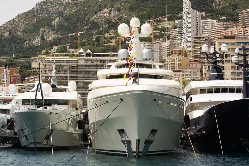 boats docked at a pier aboard ROMEA Yacht for Sale