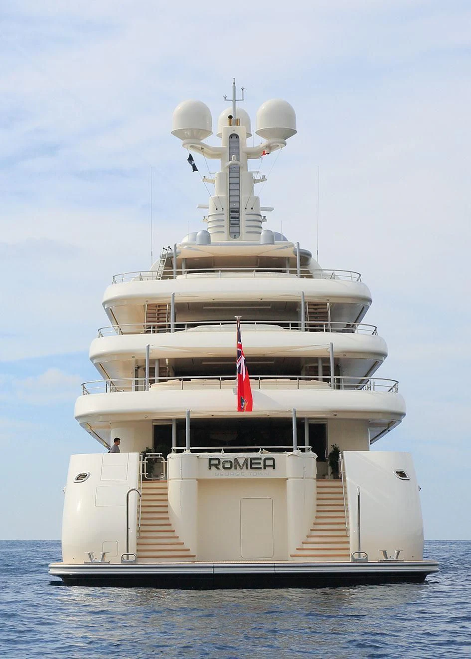 a large white ship aboard ROMEA Yacht for Sale
