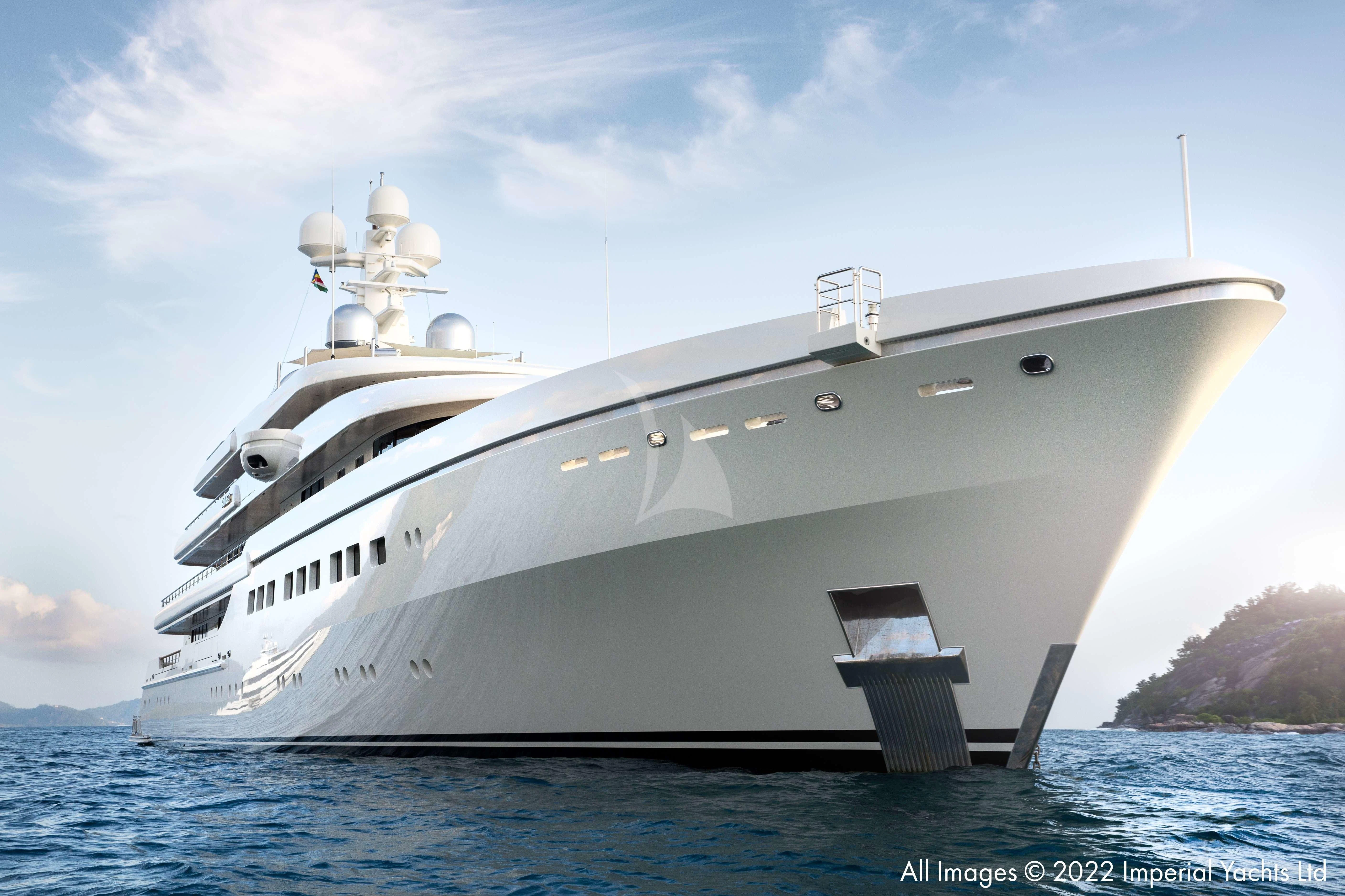 a large white ship in the water aboard ROMEA Yacht for Sale
