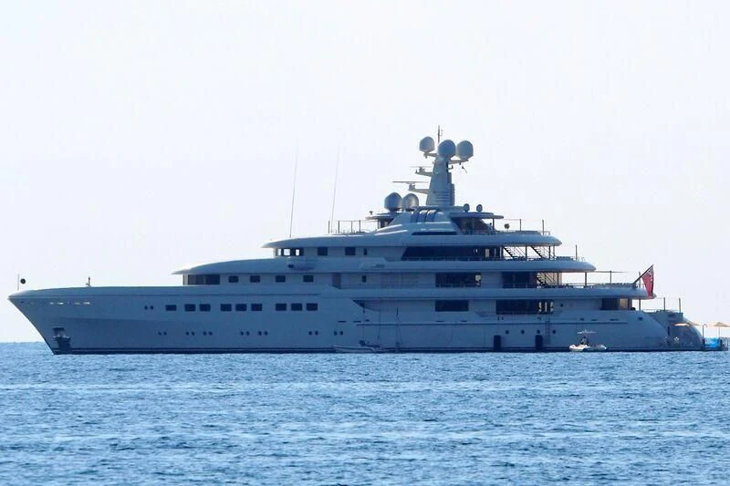 a large white ship in the water aboard ROMEA Yacht for Sale