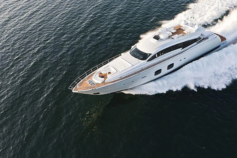 a white boat on the water aboard LE CAPRICE IV Yacht for Sale