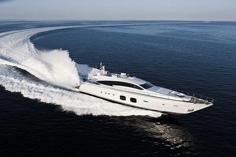 a white yacht on the water aboard LE CAPRICE IV Yacht for Sale