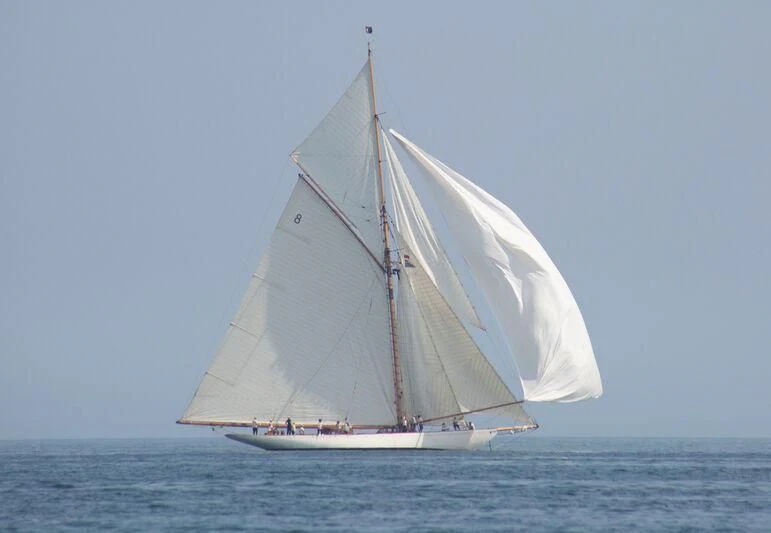 a sailboat in the ocean aboard MOONBEAM IV Yacht for Sale