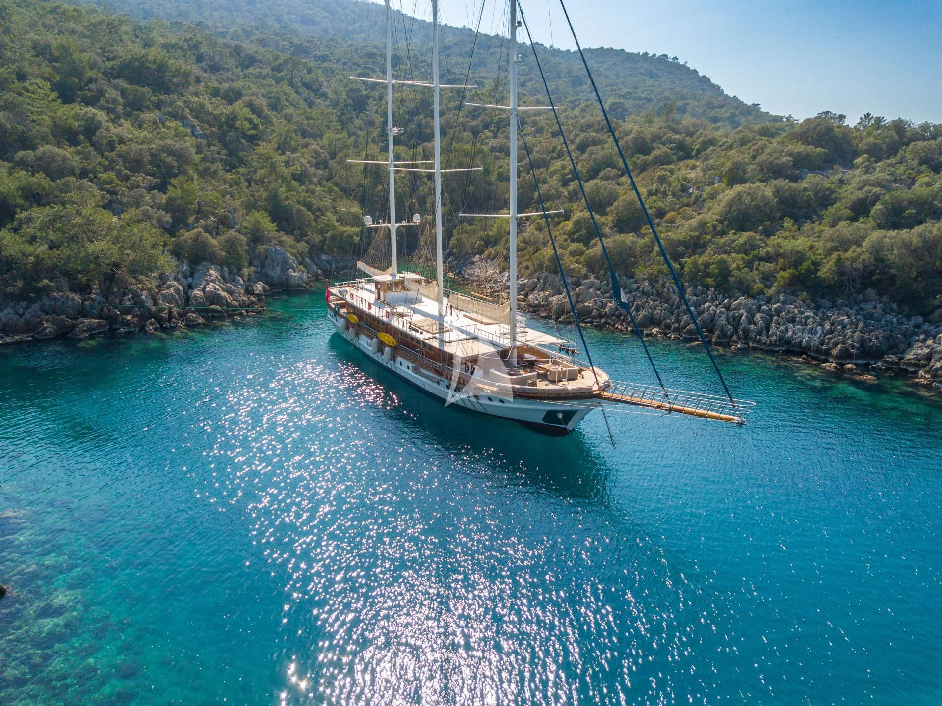 a sailboat on the water aboard ADMIRAL Yacht for Charter