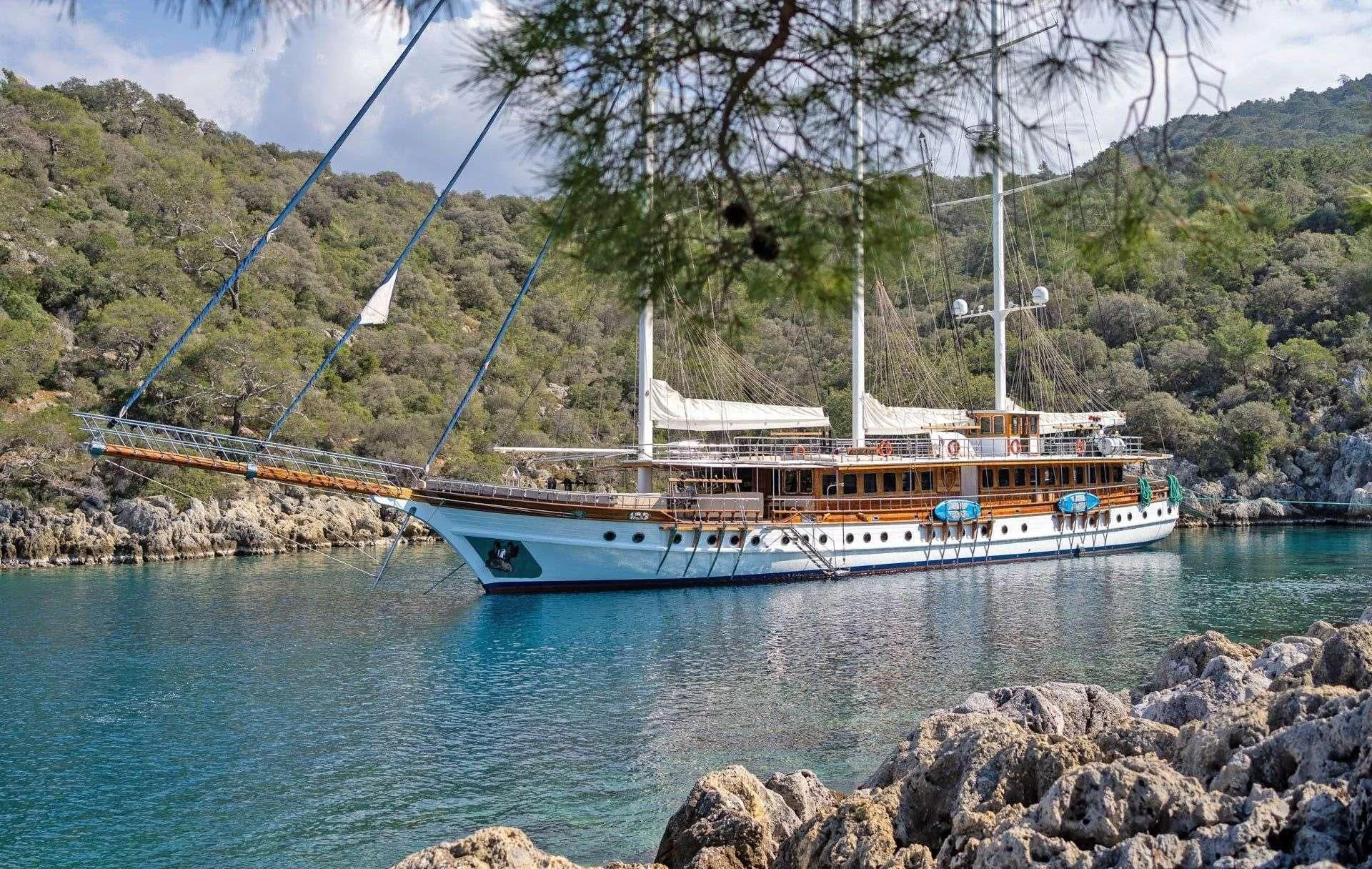 a boat on a body of water aboard ADMIRAL Yacht for Charter