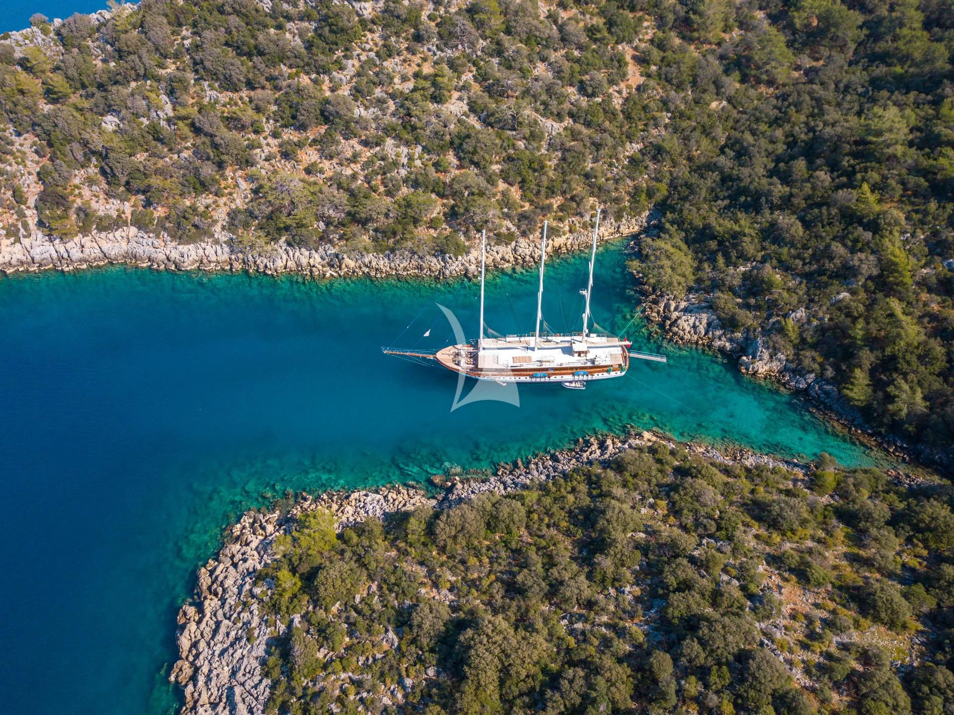 a boat sailing in the water aboard ADMIRAL Yacht for Charter