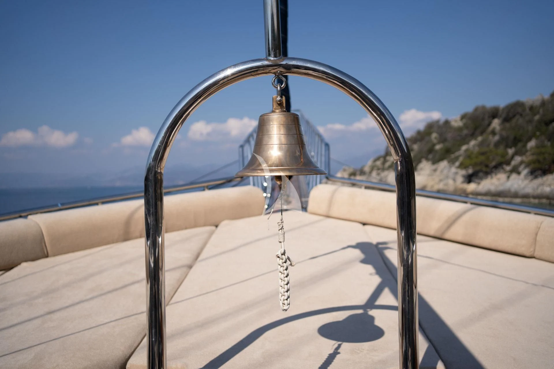 a white rope on a boat aboard ADMIRAL Yacht for Charter