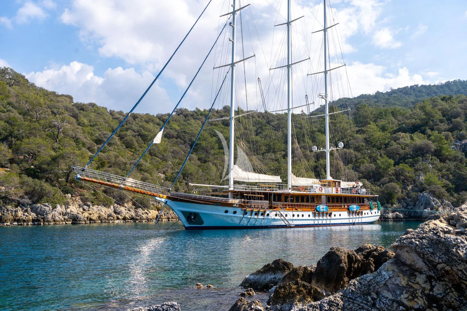a boat on the water aboard ADMIRAL Yacht for Charter