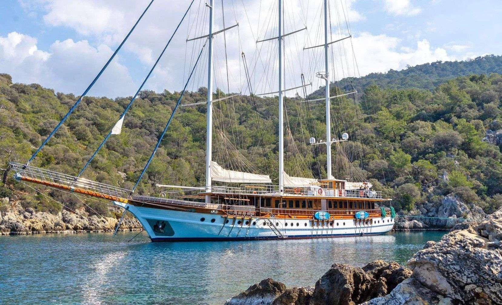 a boat on the water aboard ADMIRAL Yacht for Charter