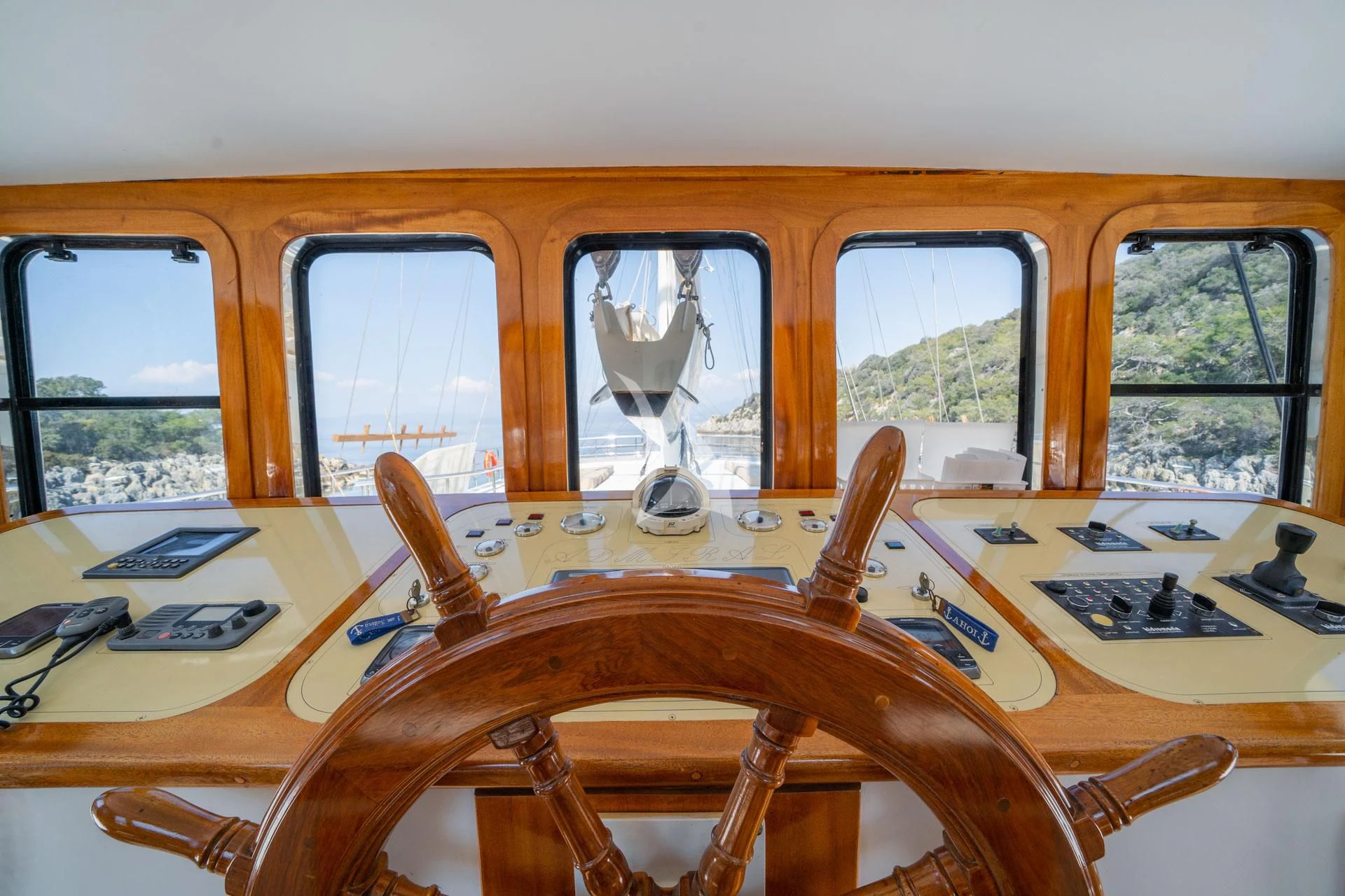 inside of a vehicle aboard ADMIRAL Yacht for Charter